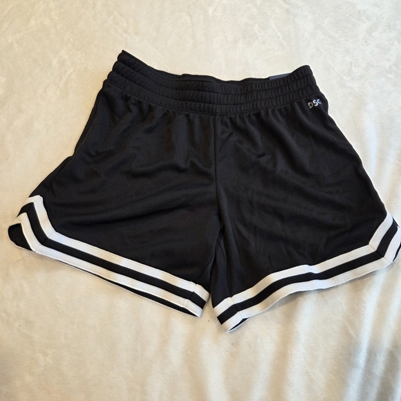 DSG Other - DSG Girls' Mesh Mid-Rise Shorts with White Stripes - Black Medium Sports New